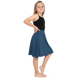 Falda acampanada elástica de alta calidad para jóvenes y niñas, hasta la rodilla, para niños, fabricada en Estados Unidos, Color verde azulado., 10