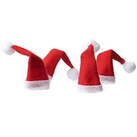 Package of 16 Sweet Red and White Felt Miniature Santa Hats for Holiday Crafts, Scrapbooking and Decorations (Size: 3/4" H x 1/2" Dia.)