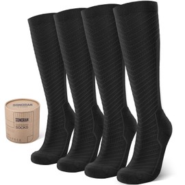 SONORAN 2 Pairs Compression Socks for Women & Men 20-30 mmHg Flight Compression Stockings Knee High Best Support for Running, Flying, Sports L/XL (Black)