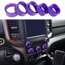 for Dodge Ram 2018-2022 8.4" Display Screen Interior Accessories Air Conditioner Control Knob Cover Center Console Switch Button Trim Purple (not fit for All Classic)
