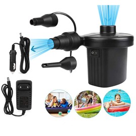 Hospaop electric air pump, electric pump, air mattress, electric pump, air mattress with 3 air nozzles for inflatable mattress, pillow, bed, boat, swimming ring.