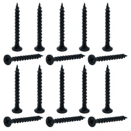 M3.5 x 35mm Black Self Tapping Drywall Screws, Carbon Steel Wood Screws, Coarse Thread Phillips Flat Head Screws for Wood, Cabinet, Furniture, 125PCS
