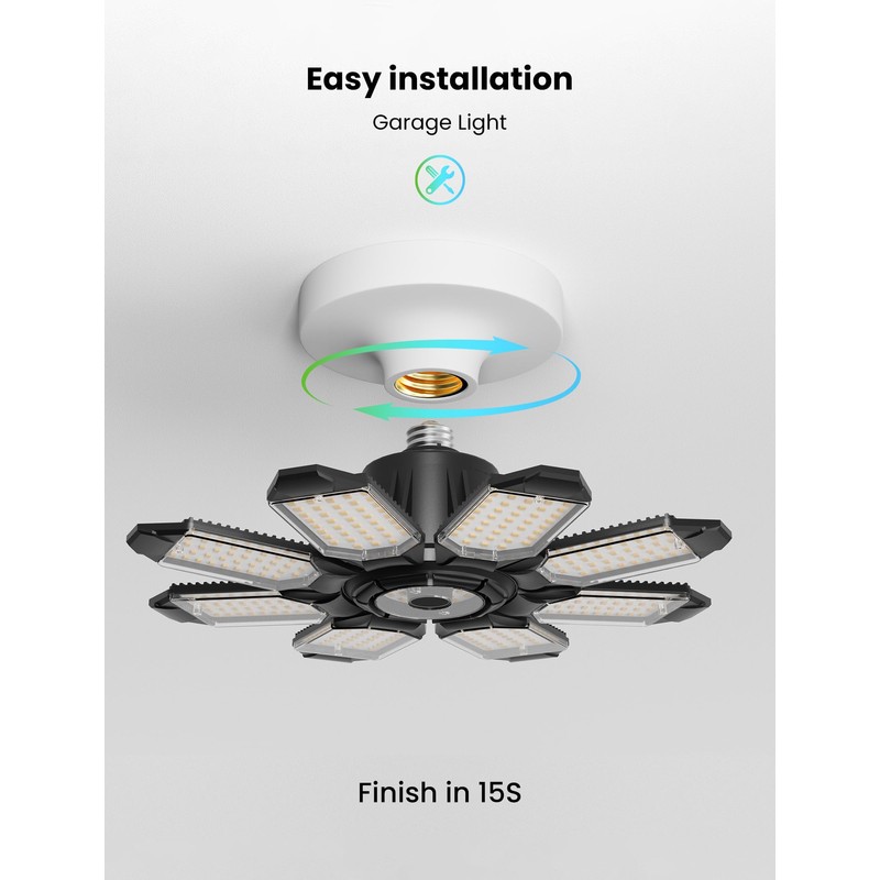 Craftersmark LED Garage Lights - 250W Ceiling LED with 8