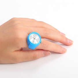 JewelryWe Men Women Finger Watch Round Analog Quartz Finger Ring Watches, Adjustable Size