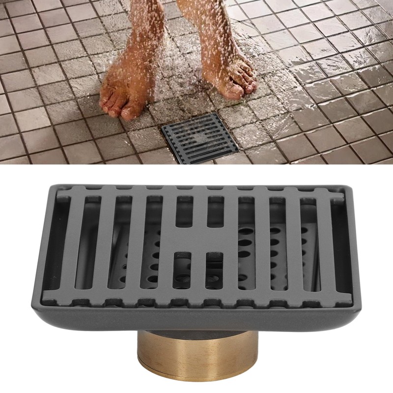 Floor Drain Stainless Steel Copper Gray Quadrangular Large Displacement Draining