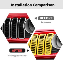 Front Grille Mesh Inserts Grill Decoration Exterior Accessories Compatible with Jeep Wrangler JL JLU & Gladiator JT 2024+,Yellow