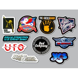 Classic Rock Sticker Pack (10 Stickers) Set 6 Retro Vinyl Album Art Waterproof Collectible Tour Merch Expressive Gift Vintage Badge Loud Print Fan Gear Live Stage Custom Sheet Guitar Legend