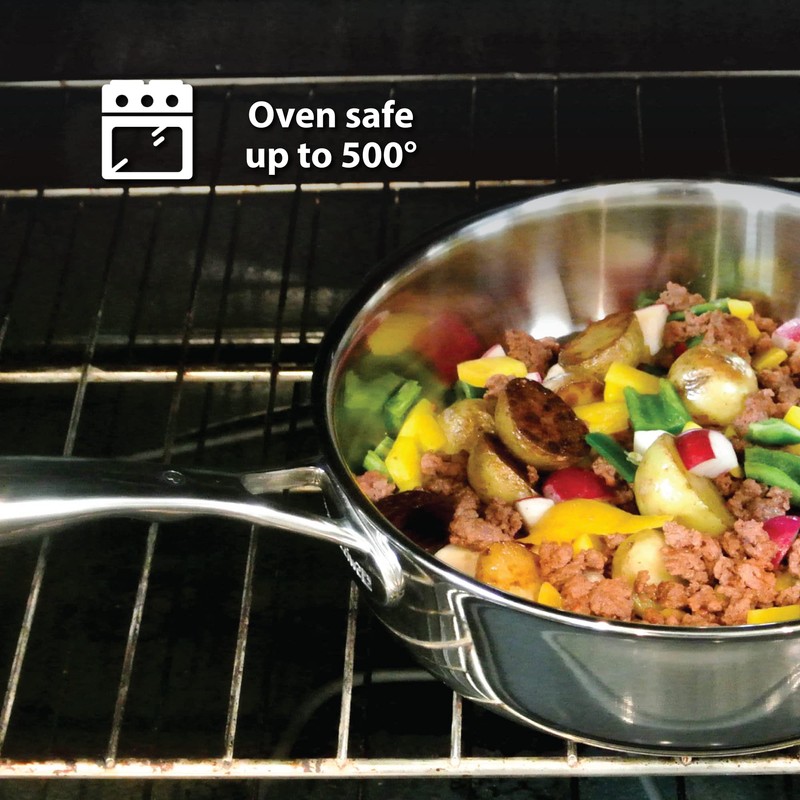 Swiss Diamond Premium Clad 5-Ply Stainless Steel 4.2 Quart Sauté