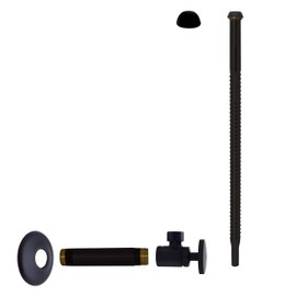Westbrass D103K12-62 1/2" IPS x 3/8" OD x 12" Corrugated Riser Supply Line Kit with Round Handle Angle Supply Shut Off Valve for Faucet and Toilet, Matte Black