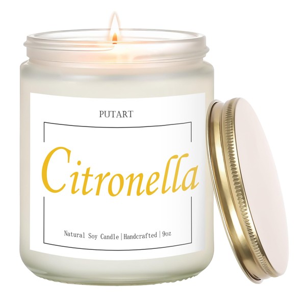 Putart Citronella Scented Candles for Outdoor & Indoor, Natural Non