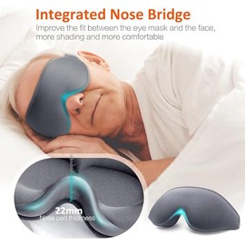 Antifaz para dormir, Máscara 3D para dormir, cubre los 100% los ojos, Bloqueo de luz, Súper suave, Cómoda y ajustable. Para viajes, Trabajo, Siestas (gris)