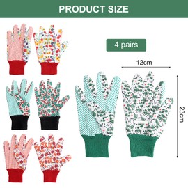 HENGBIRD Gardening Gloves Women's 4 Pairs - Non-Slip Thorn Resistant Work Gloves - Comfortable Flower Gloves with PVC Handle - Breathable Protective Gloves for Gardening, Cleaning, Camping