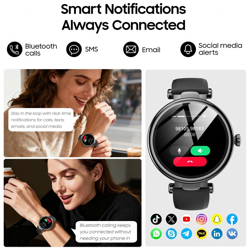 TOZO S8 Smart Watch 1.32" AMOLED Touch Screen Sport Fitness