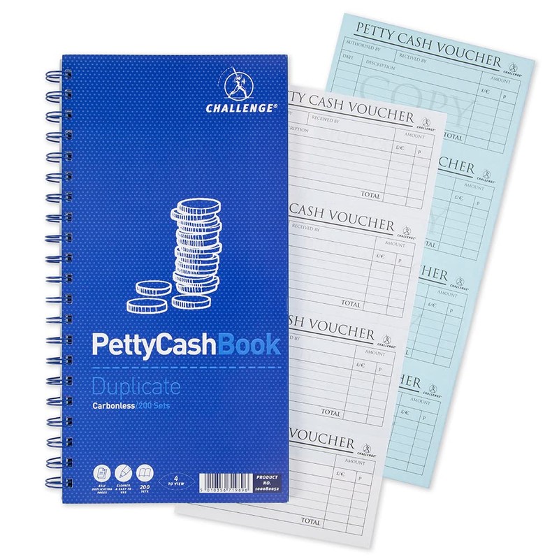 Challenge Duplicate Petty Cash Book, Carbonless, 200 Pages, 1 pack