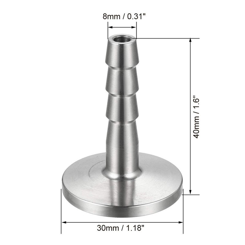 sourcing map Stainless Steel 304 KF16 Flange to 8mm Rubber
