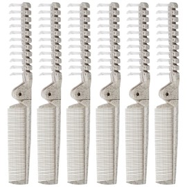 Qjaiune 6PCS Travel Foldable Anti-Static Hair Comb, Brush & Hairdressing Tools, Mini Pocket & Plastic Folding Comb for Men Women (Taupe)