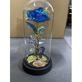 Cwmyqjyzymx Mothers Day Rose Gifts for Mom Women, Glass Flower Rose Gifts Forever Eternal Crystal Light Up Rose in a Glass Dome, Presents for Birthday Gifts for her Daughter Sister Wife Grandma Blue
