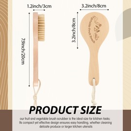 Honeydak 1 Pcs Wooden Potato Scrubber Brush Vegetable Cleaning Scrubber 7.87 Inch Long 3.15 Inch in Diameter with Long Handle for Potato Carrot Cucumber Fruits Dish Brush for Pans Pots