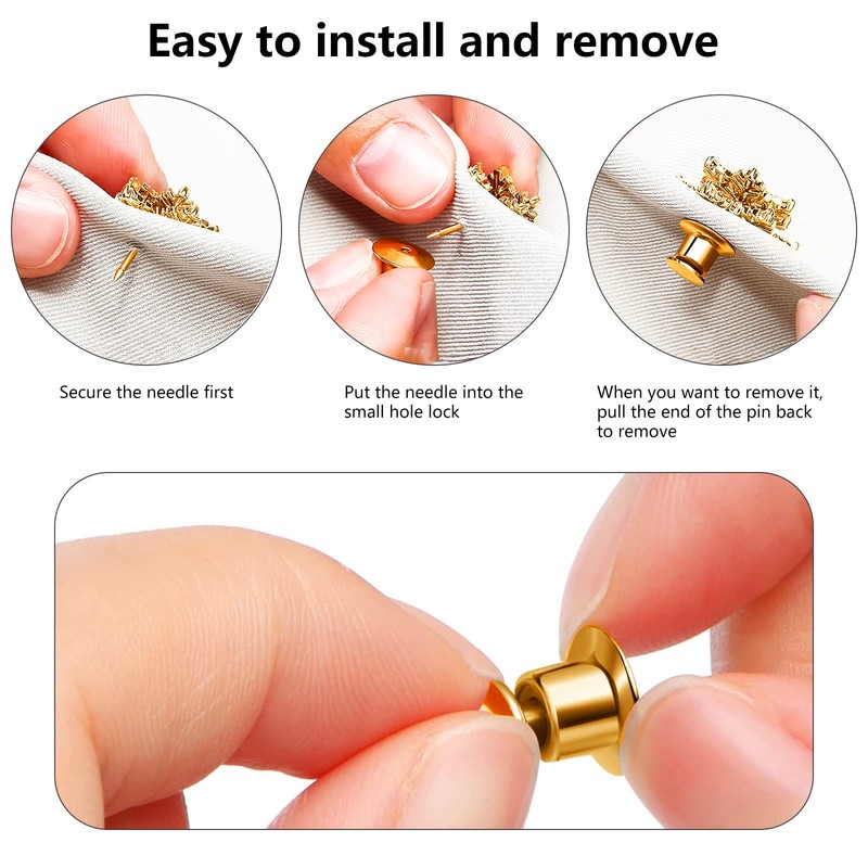 20Pcs Metal Pin Backs Locking, Locking Pin Backs with Storage