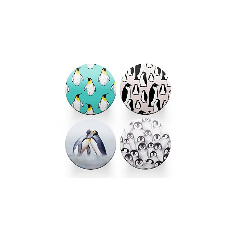 4 x Round Penguin Coasters - Animals Wild Pattern Men