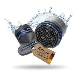 4 x M16.5 Perlator Screw-In Aerator with Key Full Flow Original Perlator Tap Insert for Fittings with Internal Thread