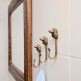 Cocker Spaniel Brass Wall Hook – Handmade Animal-Themed Hook for Coats, Towels, Bags, and Hats – Unique Dog Lover's Home Accessory