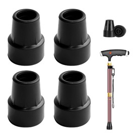 4 Stück Gummifüße 19 mm für Krücken, Gehstützen, rutschfeste Zwingen für Gehstock, strapazierfähige Ersatzfüße mit integrierter Metallscheibe, Sicherheit und Stabilität