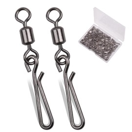 SHADDOCK Fishing Swivel Snaps High Strength Rolling Swivel with Hanging Snap Fishing Line Connector Saltwater Corrosion Resistance Snap Swivels Fishing Tackle, Size 2 4 6 8 10(4#-37lb-80pcs)