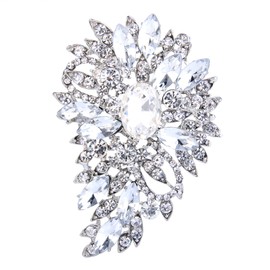 EVER FAITH Women's Marquise Austrian Crystal Wedding Flower Leaf Bouquet Brooch, Crystal, N/A
