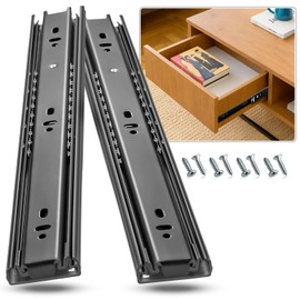 REGUDA Drawer Slides Ball Bearing 3 Folds Full Extension Side Mount Cabinet Runners Glides Rails Track 100 Lbs Load 10 12 14 16 18 20 22 24 Inch Black(Black-Basic- 1 Pr,22 Inch)