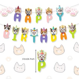 Cat Themed Birthday Banner Kitten Decorations for Party Supplies