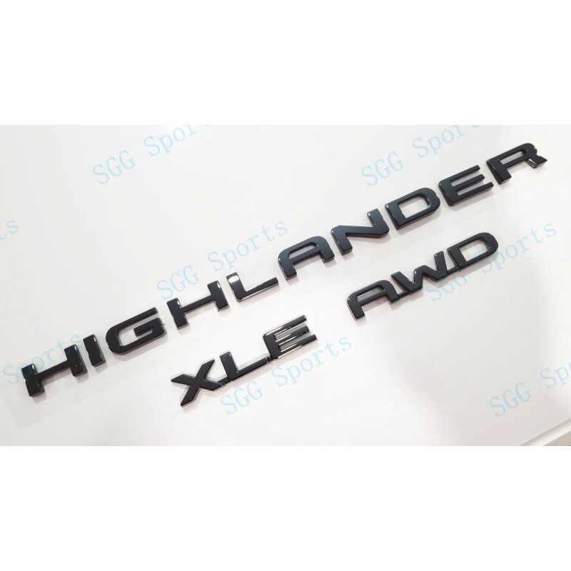 Toyota OEM 3PC Gloss Black Rear HIGHLANDER XLE AWD Letter