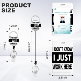 ACLEGTWEI Black and White Work Here ID Badge Holder with Clip Badge Reels Retractable Heavy Duty, Retractable Badge Holders Reels，Id Badge Holders Retractable for School Office Men Women Teen Kids