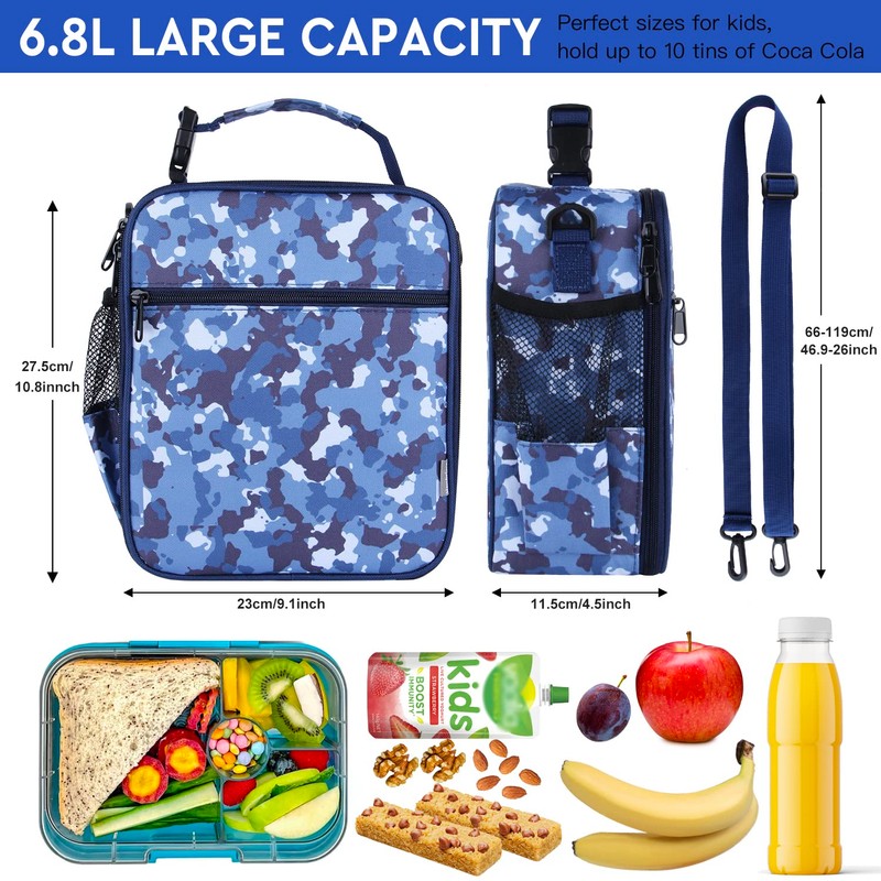 Maidyna Kids Lunch Bag, Reusable Lunch Bag with Adjustable Strap,
