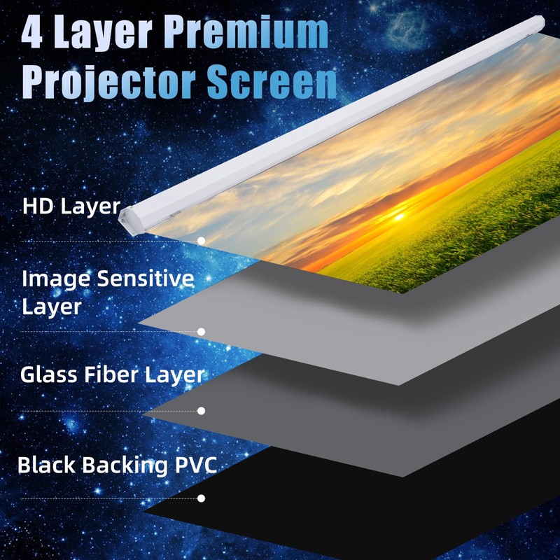 Pull Down Projector Screen Motorized 84 Inch 16:9 HD Electric