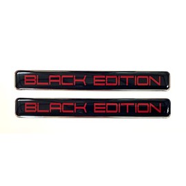 2 x BLACK EDITION Domed Stickers/Decals - Red on Black 106mm