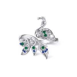 MBSUUH 925 Sterling Silver Cubic Zirconia Peacock Rings Mothers Day Elegant for Women (7)