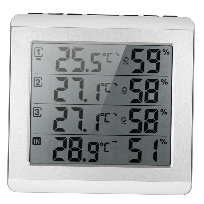 LCD Digital Wireless Indoor/Outdoor Thermometer Hygrometer Four-channel ℃/℉ Temperature Humidity