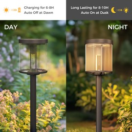 Solar Yard 4-Pack Solar Pathway Lights Outdoor, Aluminum Glass Solar Powered Landscape Lighting, IP54 Waterproof Garden Lights for Pathway, Garden, Porch, Walkway, Driveway