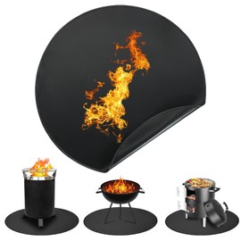 TYLIN Fire Pit Mat for Deck Fireproof, Round Fireproof Under Grill Mat, Oil-Proof Waterproof BBQ Pad for Deck Patio Grass Outdoor Grill Accessories, Portable and Reusable，Black (60x60 inch)