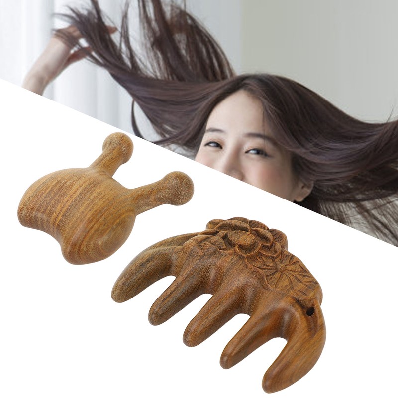 Massage Hair Comb Head Scalp Meridian Comb Y Shape Wooden