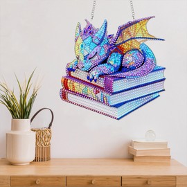 Diymood DIY Hanging Diamond Art Kits for Adults Loong, Diamond Painting Kit Pendant Special Shaped Double Sided Acrylic Sun Catcher Board Wreath Pendants Canvas Window Wall Decor 8 x 8 Inch