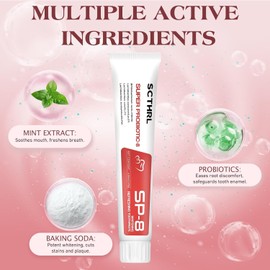 SP-8 Probiotic Ultra Whitening Toothpaste Upgraded, SP-8 New Version Fluoride-Free & Probiotic-Infused Formula for Oral Health, Teeth Whitening & Gum Care & Fresh Breath Probiotic Toothpaste for Adult