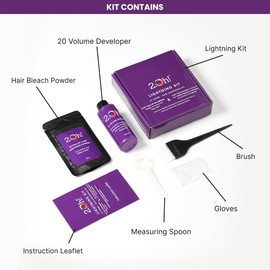 2.Oh! (Two Point Oh!) Lightning Kit - with Plex 2.Oh! , At-Home Hair Bleach Kit with 20 Volume Developer - enriched with Argan oil - prevents Hair Damage