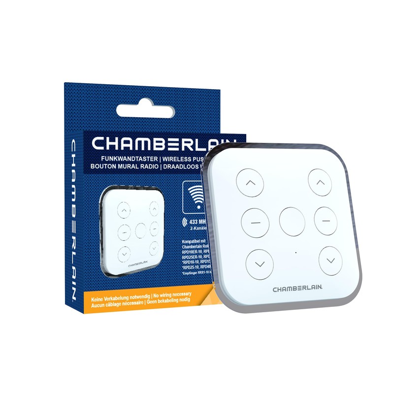 Chamberlain 2-Channel RTXW2-10 Wireless Wall Transmitter for Roller Shutter Drives,