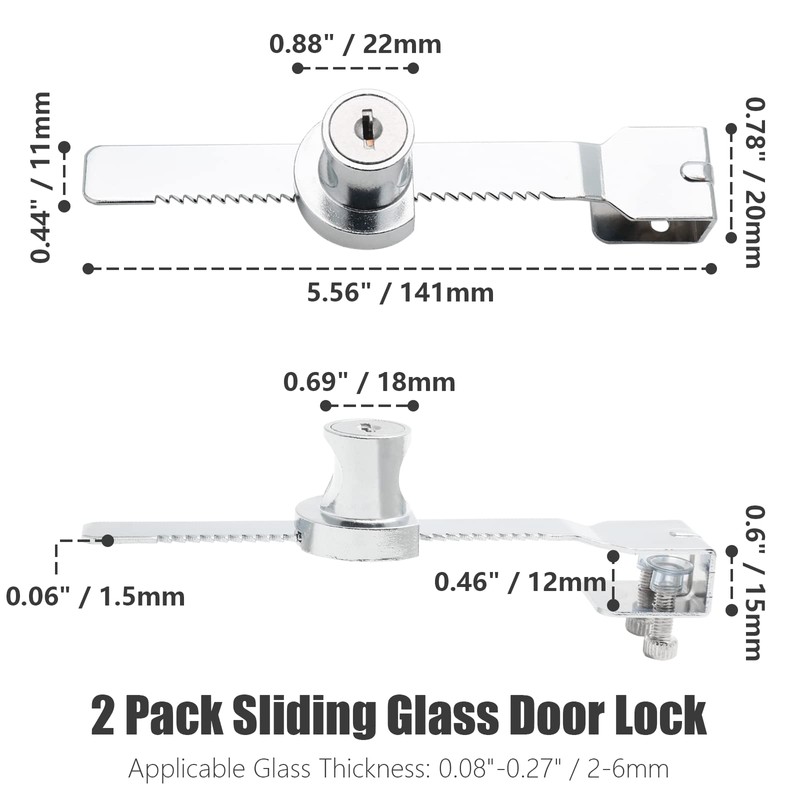 Qjaiune 4 Pack Sliding Glass Door Lock, Keyed Alike Showcase