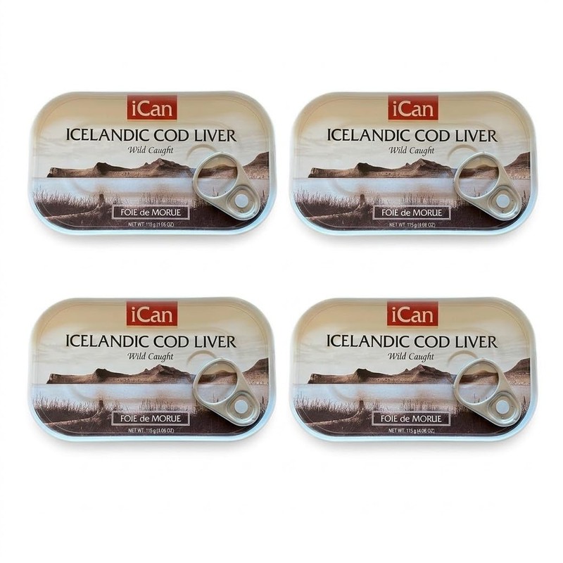 Ican Hígado de bacalao salvaje enlatado de Islandia, paquete de