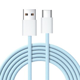 NFHK Cable USB-C Type C Male to Type-A Male 15W 5V3A Power 480Mbps Data Cable Blue Sleeve for Phone & Tablet (100cm)