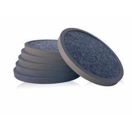 Absorbent Coasters for Drinks - 6packs, Silicone Coasters with Soft Felt Insert (4.3inch, Grey and Black)