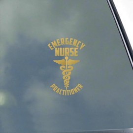 KLO Graphics Emergency Nurse Practitioner Vinyl Sticker Decal Doctor Trauma Volunteer Public Service Military Veteran, Gold Metallic